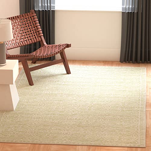 SAFAVIEH Medaillon Teppich für Wohnzimmer, Esszimmer, Schlafzimmer - Cambridge Collection, Kurzer Flor, Hellgrün und Elfenbein, 91 X 152 cm von Safavieh