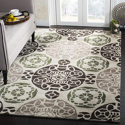 SAFAVIEH Medaillon Teppich für Wohnzimmer, Esszimmer, Schlafzimmer - Wyndham Collection, Kurzer Flor, Elfenbein und Braun, 152 X 244 cm von Safavieh