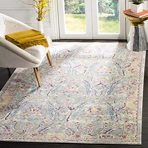 SAFAVIEH Metro-Mod Teppich für Wohnzimmer, Esszimmer, Schlafzimmer - Mystique Collection, Kurzer Flor, Grau und Hellblau, 91 X 152 cm von Safavieh