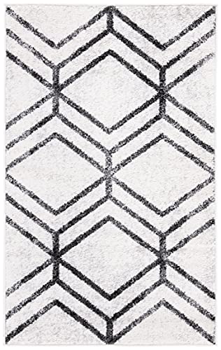 SAFAVIEH Modern Geometrisch Teppich für Wohnzimmer, Esszimmer, Schlafzimmer - Adirondack Collection, Kurzer Flor, Elfenbein und Kohle, 122 X 183 cm von Safavieh