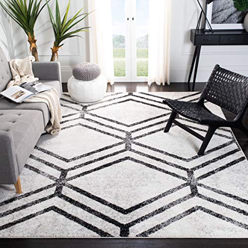 SAFAVIEH Modern Geometrisch Teppich für Wohnzimmer, Esszimmer, Schlafzimmer - Adirondack Collection, Kurzer Flor, Elfenbein und Kohle, 183 X 274 cm von Safavieh