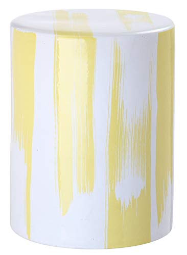 SAFAVIEH Modern Keramik Gartenhocker, Gelb und Weiß, 35 X 35 X 45 von Safavieh