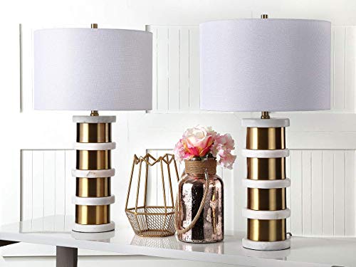 SAFAVIEH Modern Metal Table Lamps - Set of 2, in Brass Gold and White von Safavieh