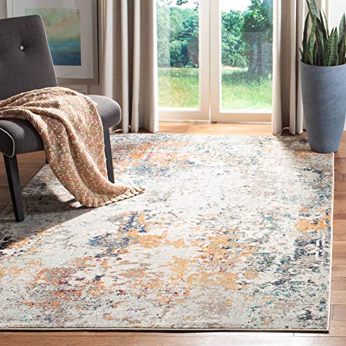 SAFAVIEH Modern Teppich für Wohnzimmer, Esszimmer, Schlafzimmer - Madison Collection, Kurzer Flor, Grau und Beige, 122 X 183 cm von Safavieh