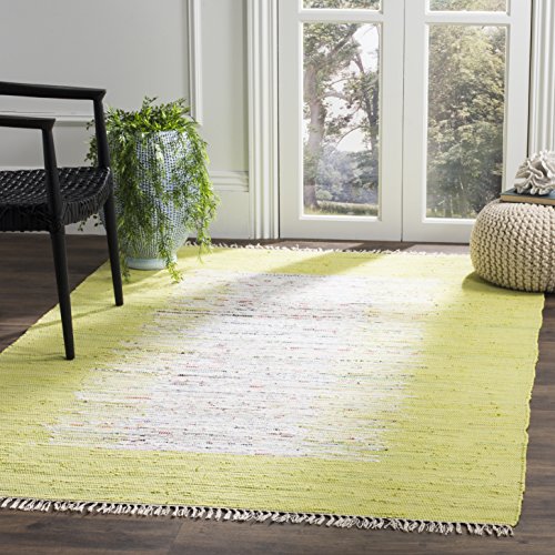 SAFAVIEH Modern Teppich für Wohnzimmer, Esszimmer, Schlafzimmer - Montauk Collection, Kurzer Flor, Elfenbein und Blaugrün, 91 X 152 cm von Safavieh