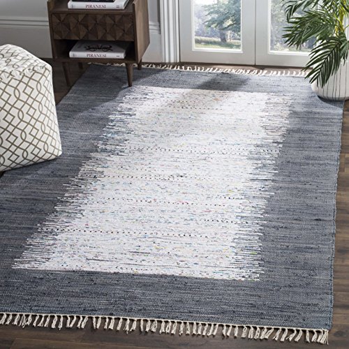 SAFAVIEH Modern Teppich für Wohnzimmer, Esszimmer, Schlafzimmer - Montauk Collection, Kurzer Flor, Elfenbein und Grau, 91 X 152 cm von Safavieh