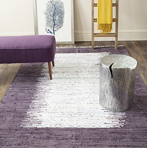 SAFAVIEH Modern Teppich für Wohnzimmer, Esszimmer, Schlafzimmer - Montauk Collection, Kurzer Flor, Elfenbein und Lila, 91 X 152 cm von Safavieh