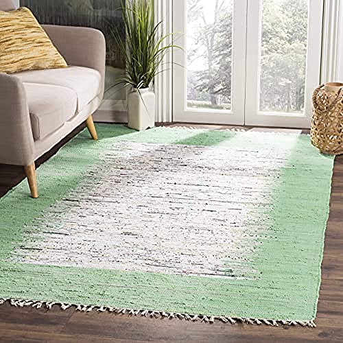 SAFAVIEH Modern Teppich für Wohnzimmer, Esszimmer, Schlafzimmer - Montauk Collection, Kurzer Flor, Elfenbein und Seegrün, 152 X 244 cm von Safavieh