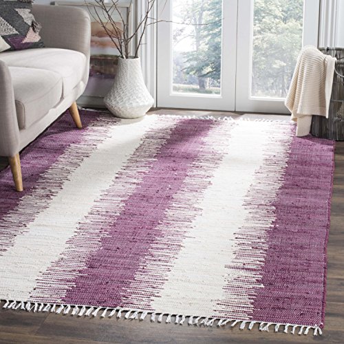 SAFAVIEH Modern Teppich für Wohnzimmer, Esszimmer, Schlafzimmer - Montauk Collection, Kurzer Flor, Lila, 91 X 152 cm von Safavieh