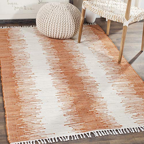 SAFAVIEH Modern Teppich für Wohnzimmer, Esszimmer, Schlafzimmer - Montauk Collection, Kurzer Flor, Orange, 76 X 122 cm von Safavieh