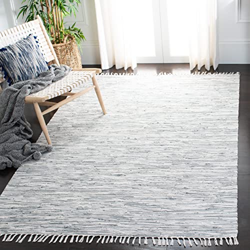 SAFAVIEH Modern Teppich für Wohnzimmer, Esszimmer, Schlafzimmer - Montauk Collection, Kurzer Flor, Silber, 152 X 244 cm von Safavieh