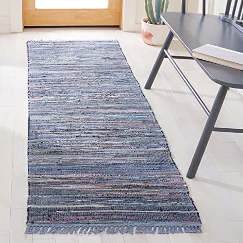 SAFAVIEH Modern Teppich für Wohnzimmer, Esszimmer, Schlafzimmer - Rag Rug Collection, Kurzer Flor, Lila und Multi, 69 X 244 cm von Safavieh