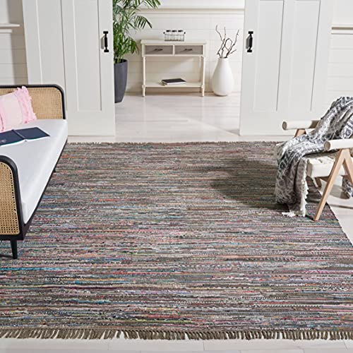 SAFAVIEH Modern Teppich für Wohnzimmer, Esszimmer, Schlafzimmer - Rag Rug Collection, Kurzer Flor, Rost und Multi, 244 X 305 cm von Safavieh