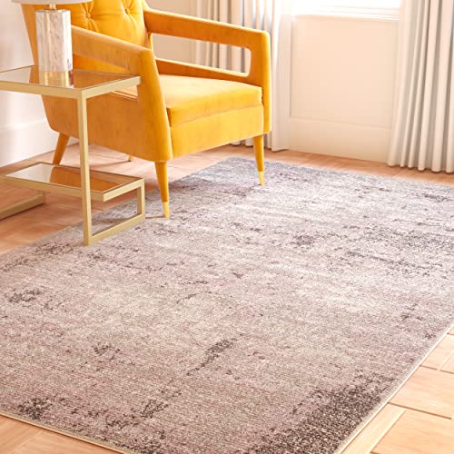 SAFAVIEH Modern abstrakt Teppich für Wohnzimmer, Esszimmer, Schlafzimmer - Adirondack Collection, Kurzer Flor, Hellgrau und Lila, 122 X 183 cm von Safavieh