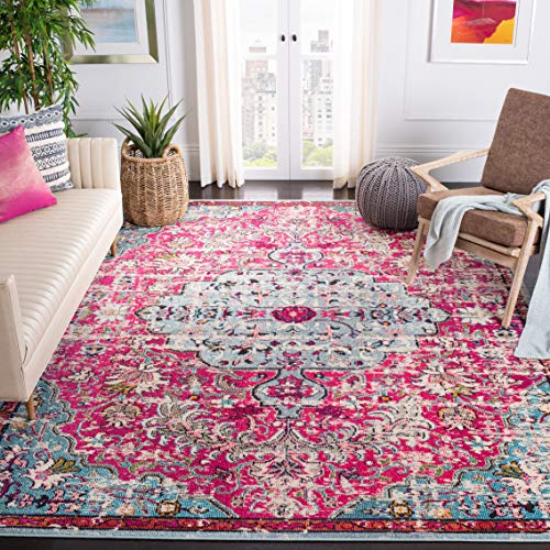 SAFAVIEH Moderner Schick Teppich für Wohnzimmer, Esszimmer, Schlafzimmer - Madison Collection, Kurzer Flor, Fuchsia und Blaugrün, 240 x 300 cm von Safavieh