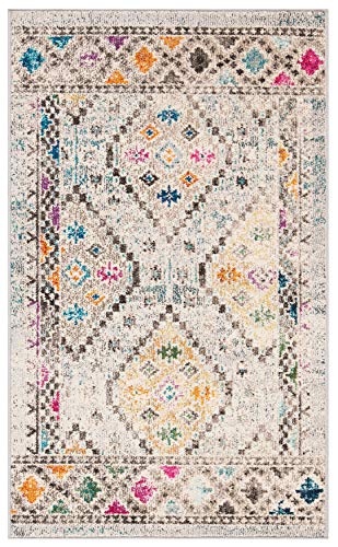 SAFAVIEH Moderner Schick Teppich für Wohnzimmer, Esszimmer, Schlafzimmer - Madison Collection, Kurzer Flor, Grau und Gelb, 67 x 120 cm von Safavieh