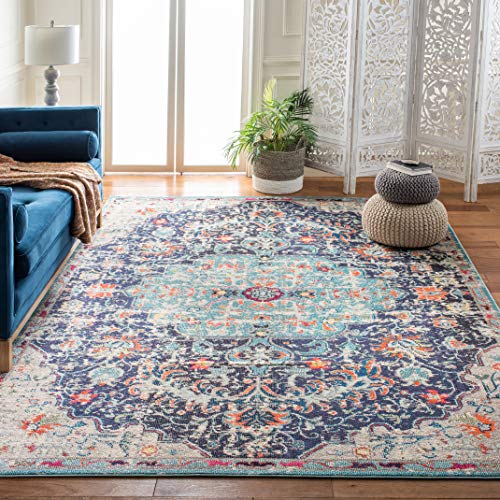 SAFAVIEH Moderner Schick Teppich für Wohnzimmer, Esszimmer, Schlafzimmer - Madison Collection, Kurzer Flor, Schwarz und Blaugrün, 122 X 183 cm von Safavieh