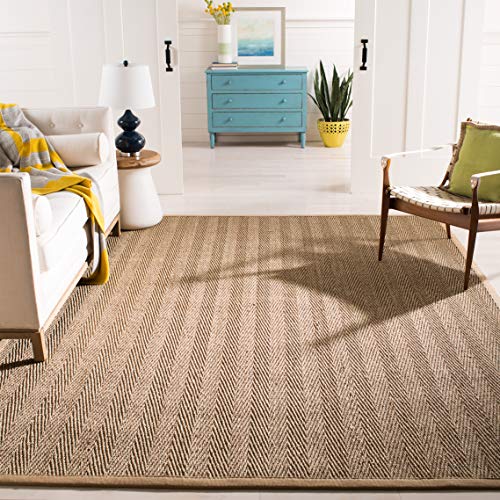 SAFAVIEH Naturfaser Teppich für Wohnzimmer, Esszimmer, Schlafzimmer - Natural Fiber Collection, Kurzer Flor, Natur und Beige, 152 X 244 cm von Safavieh