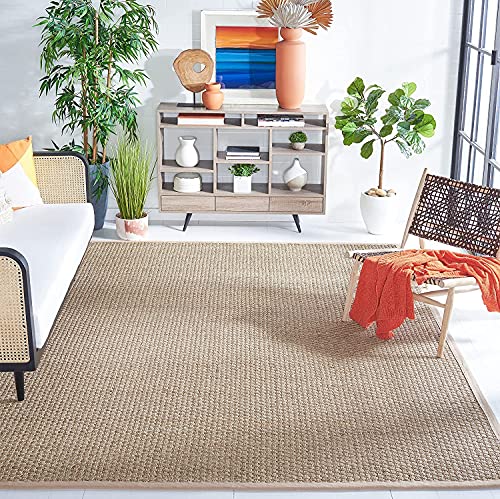 SAFAVIEH Naturfaser Teppich für Wohnzimmer, Esszimmer, Schlafzimmer - Natural Fiber Collection, Kurzer Flor, Natur und Beige, 152 X 244 cm von Safavieh