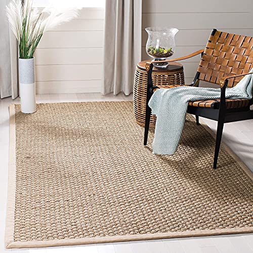 SAFAVIEH Naturfaser Teppich für Wohnzimmer, Esszimmer, Schlafzimmer - Natural Fiber Collection, Kurzer Flor, Natur und Beige, 91 X 152 cm von Safavieh