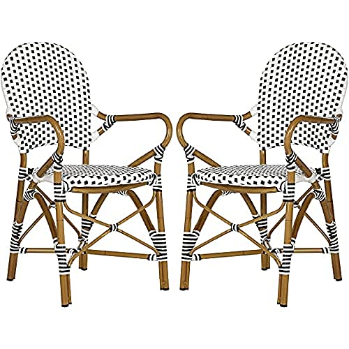 SAFAVIEH Outdoor Dining Chairs - Set of 2, in Black and White and Light Brown von Safavieh