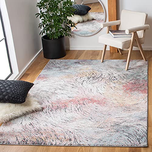 SAFAVIEH Phoenix Collection 6'7" x 6'7" Square Ivory/Pink PHX255A Modern Abstract Non-Shedding Living Room Dining Bedroom Area Rug von Safavieh