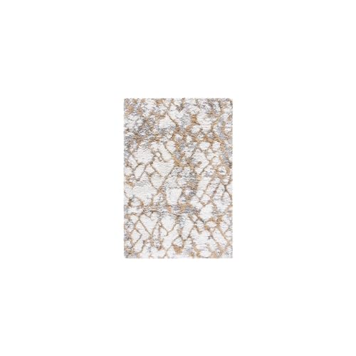SAFAVIEH Shag Teppich für Wohnzimmer, Esszimmer, Schlafzimmer - Horizon Shag Collection, Kurzer Flor, Elfenbein und Gold, 91 X 152 cm von Safavieh