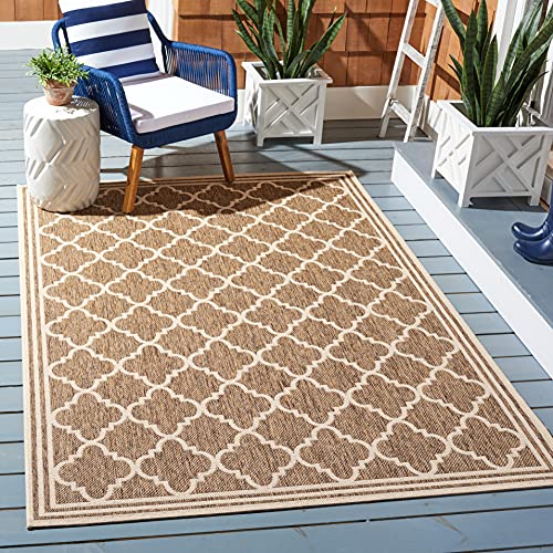 SAFAVIEH Spalier Teppich für Drinnen & Draussen - Beachhouse Collection, Kurzer Flor, Beige und Creme, 122 X 183 cm von Safavieh