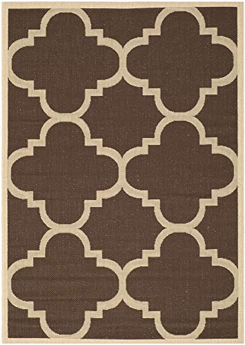 SAFAVIEH Spalier Teppich für Drinnen & Draussen - Courtyard Collection, Kurzer Flor, Dunkelbraun, 122 X 170 cm von Safavieh