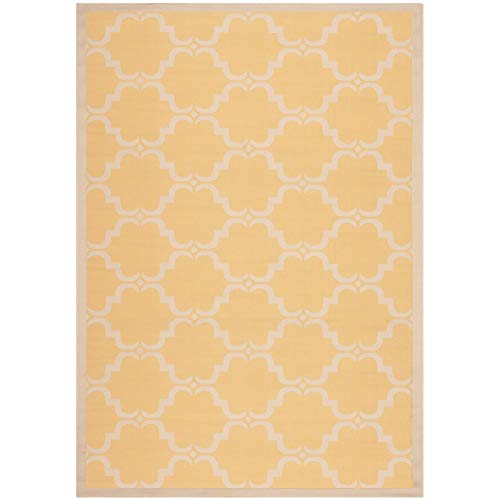 SAFAVIEH Spalier Teppich für Drinnen & Draussen - Courtyard Collection, Kurzer Flor, Gelb und Beige, 160 X 231 cm von Safavieh