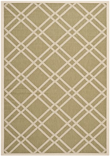 SAFAVIEH Spalier Teppich für Drinnen & Draussen - Courtyard Collection, Kurzer Flor, Grün und Beige, 122 X 170 cm von Safavieh