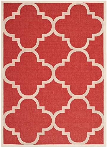 SAFAVIEH Spalier Teppich für Drinnen & Draussen - Courtyard Collection, Kurzer Flor, Rot, 160 X 231 cm von Safavieh