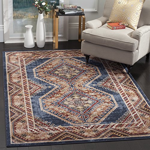 SAFAVIEH Traditionell Distressed Teppich für Wohnzimmer, Esszimmer, Schlafzimmer - Bijar Collection, Kurzer Flor, Königsblau und Rost, 160 X 229 cm von Safavieh