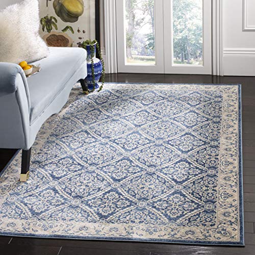 SAFAVIEH Traditionell Teppich für Wohnzimmer, Esszimmer, Schlafzimmer - Brentwood Collection, Kurzer Flor, Marine und Creme, 122 X 183 cm von Safavieh