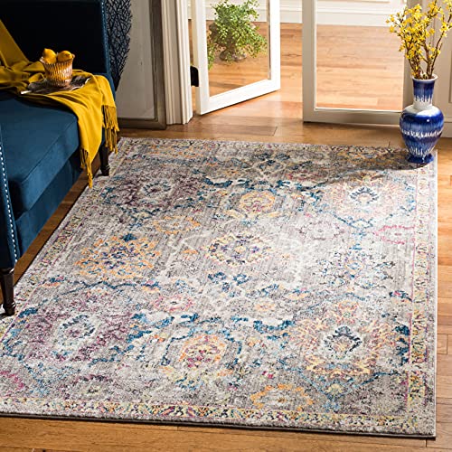 SAFAVIEH Traditionell Teppich für Wohnzimmer, Esszimmer, Schlafzimmer - Bristol Collection, Kurzer Flor, Grau und Blau, 122 X 183 cm von Safavieh