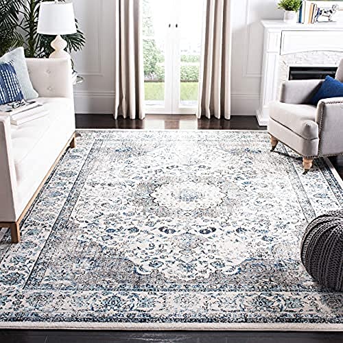 SAFAVIEH Traditionell Teppich für Wohnzimmer, Esszimmer, Schlafzimmer - Evoke Collection, Kurzer Flor, Grau und Elfenbein, 91 X 152 cm von Safavieh