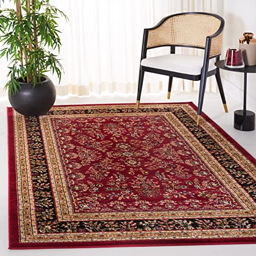 SAFAVIEH Traditionell Teppich für Wohnzimmer, Esszimmer, Schlafzimmer - Lyndhurst Collection, Kurzer Flor, Rot und Schwarz, 120 x 180 cm von Safavieh