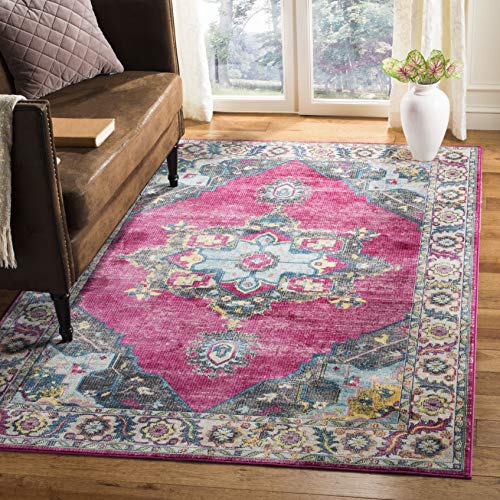 SAFAVIEH Traditionell Teppich für Wohnzimmer, Esszimmer, Schlafzimmer - Merlot Collection, Kurzer Flor, Fuchsia und Multi, 122 X 183 cm von Safavieh