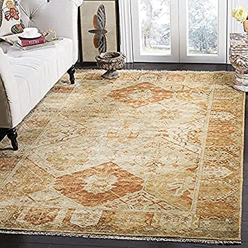SAFAVIEH Traditionell Teppich für Wohnzimmer, Esszimmer, Schlafzimmer - Oushak Collection, Kurzer Flor, Gold und Braun, 183 X 274 cm von Safavieh