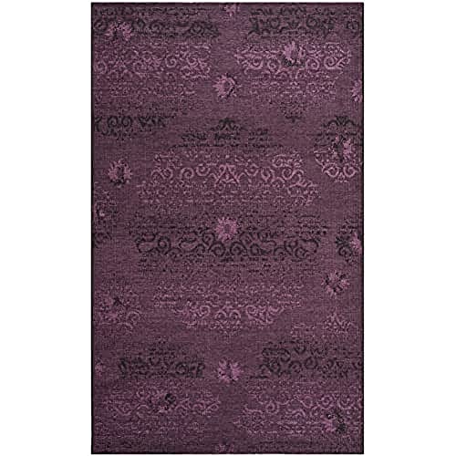 SAFAVIEH Traditionell Teppich für Wohnzimmer, Esszimmer, Schlafzimmer - Palacio Collection, Kurzer Flor, Schwarz und Lila, 122 X 183 cm von Safavieh