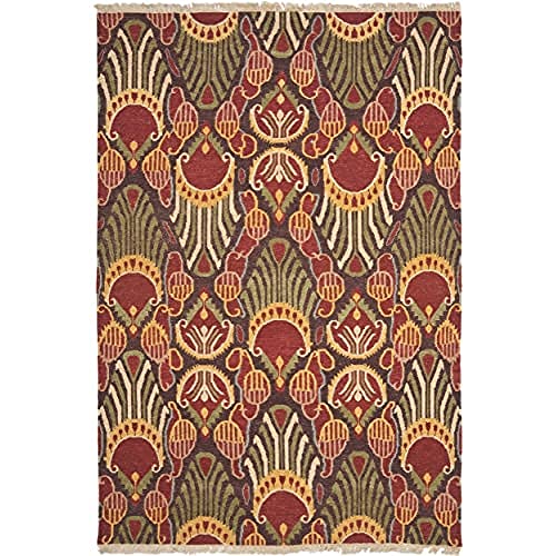 SAFAVIEH Traditionell Teppich für Wohnzimmer, Esszimmer, Schlafzimmer - Sumak Collection, Kurzer Flor, Rot und Grün, 122 X 183 cm von Safavieh