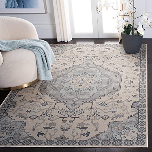 SAFAVIEH Traditionell Teppich für Wohnzimmer, Esszimmer, Schlafzimmer - Vintage Collection, Kurzer Flor, Schiefer und Creme, 201 X 279 cm von Safavieh