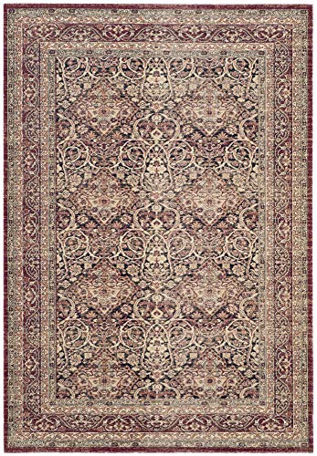 SAFAVIEH Traditionelles Persisch Teppich für Wohnzimmer, Esszimmer, Schlafzimmer - Lavar Kerman Collection, Kurzer Flor, Marineblau und Rot, 155 X 229 cm von Safavieh