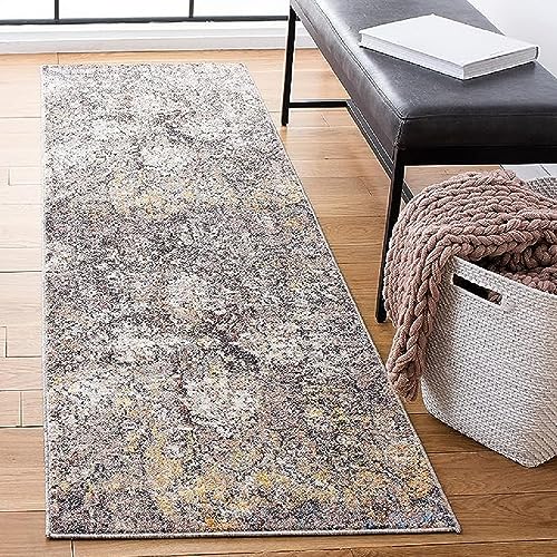 SAFAVIEH Trendige Neu Übergangsweise Teppich für Wohnzimmer, Esszimmer, Schlafzimmer - Bristol Collection, Kurzer Flor, Rosa und Grau, 155 X 229 cm von Safavieh