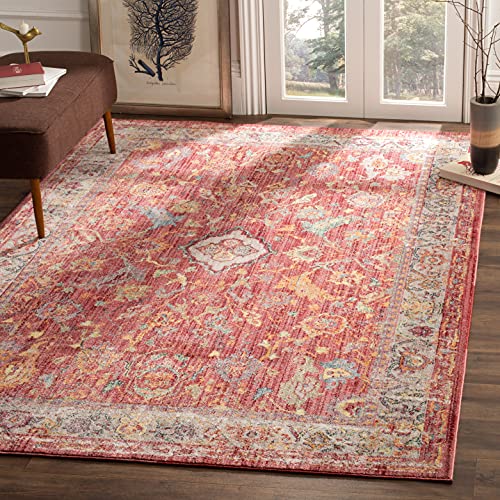 SAFAVIEH Trendige Neu Übergangsweise Teppich für Wohnzimmer, Esszimmer, Schlafzimmer - Bristol Collection, Kurzer Flor, Rose und Hellgrau, 122 X 183 cm von Safavieh