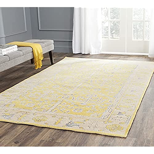 SAFAVIEH Trendige Übergangszeit Teppich für Wohnzimmer, Esszimmer, Schlafzimmer - Stonewash Collection, Kurzer Flor, Gelb, 122 X 183 cm von Safavieh