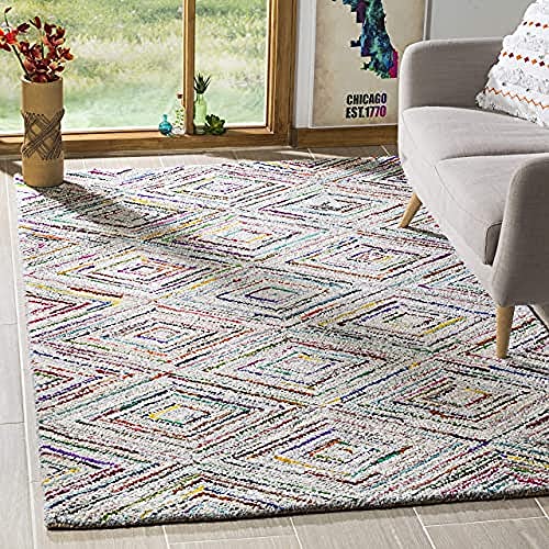 SAFAVIEH Übergangs-Teppich Wohnzimmer, Esszimmer, Schlafzimmer - Nantucket Collection, Kurzer Flor, Multi, 183 X 183 cm von Safavieh