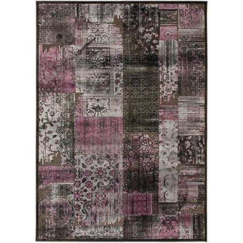 SAFAVIEH Übergangs-Teppich Wohnzimmer, Esszimmer, Schlafzimmer - Paradise Collection, Kurzer Flor, Kohle und Multi, 160 X 229 cm von Safavieh