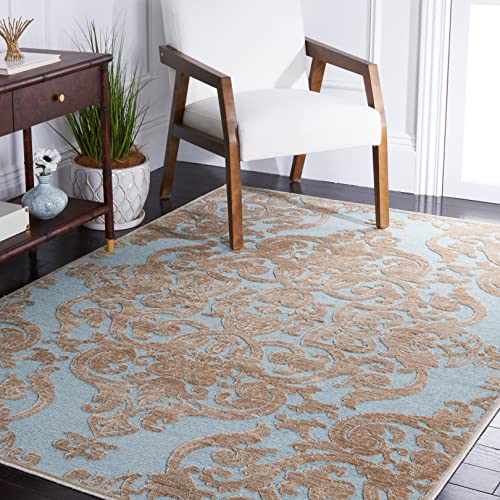 SAFAVIEH Übergangs-Teppich Wohnzimmer, Esszimmer, Schlafzimmer - Paradise Collection, Kurzer Flor, Stein und Aqua, 160 X 229 cm von Safavieh