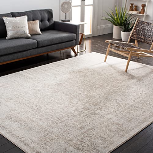 SAFAVIEH Übergangs Teppich für Wohnzimmer, Esszimmer, Schlafzimmer - Evoke Collection, Kurzer Flor, Elfenbein und Taupe, 200 x 200 cm von Safavieh